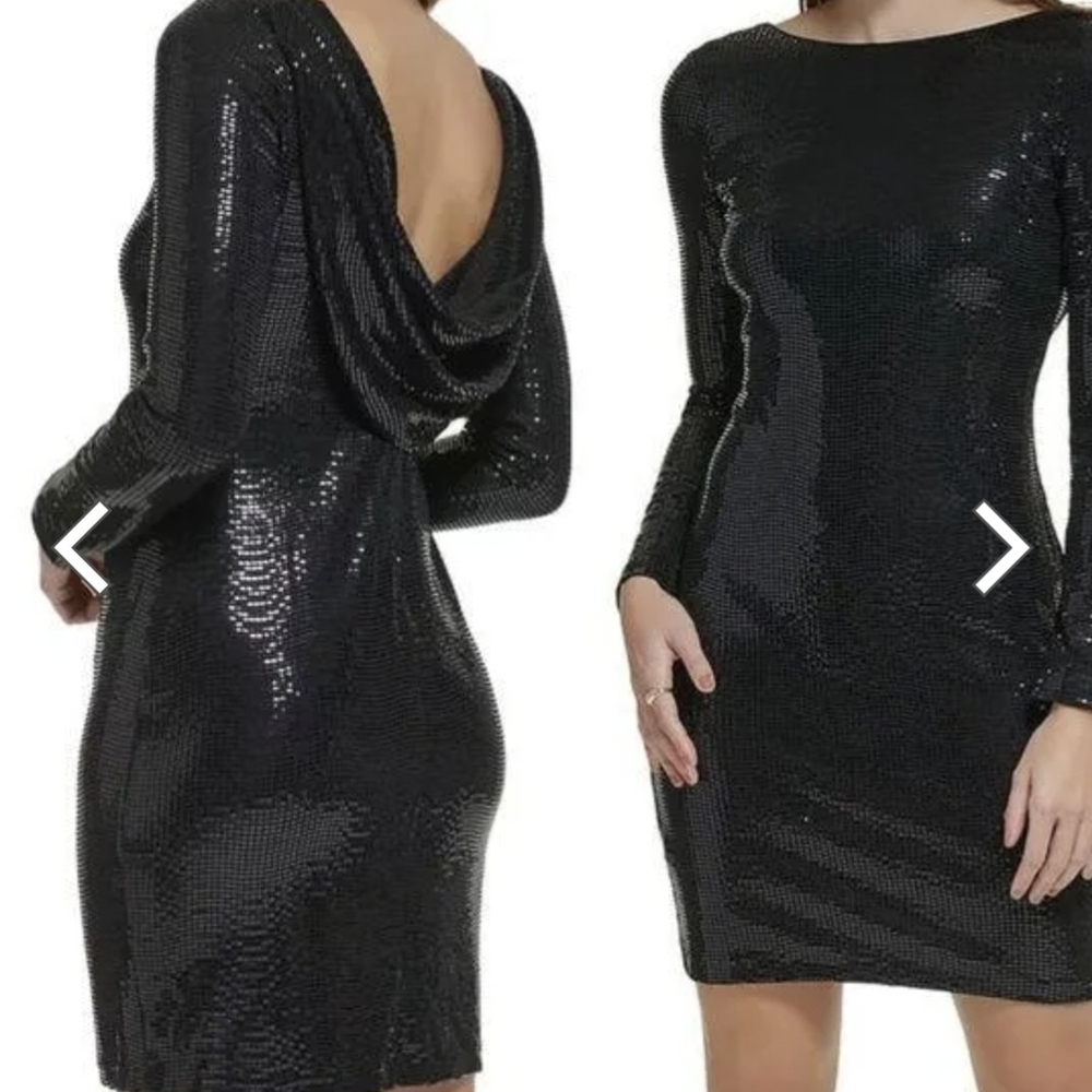 Calvin Klein Black Cowl Neck Bodycon Mini Dress Size 6 NWT